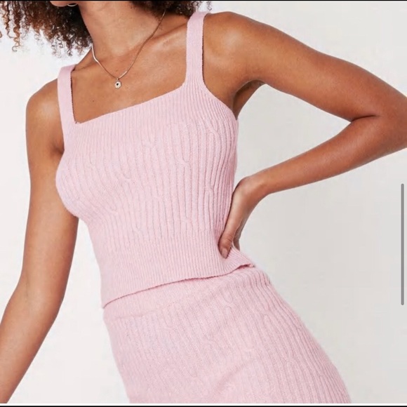 [Sold] Nasty Gal Pink Cable knit Top and Shorts Loungeset - Picture 4 of 9
